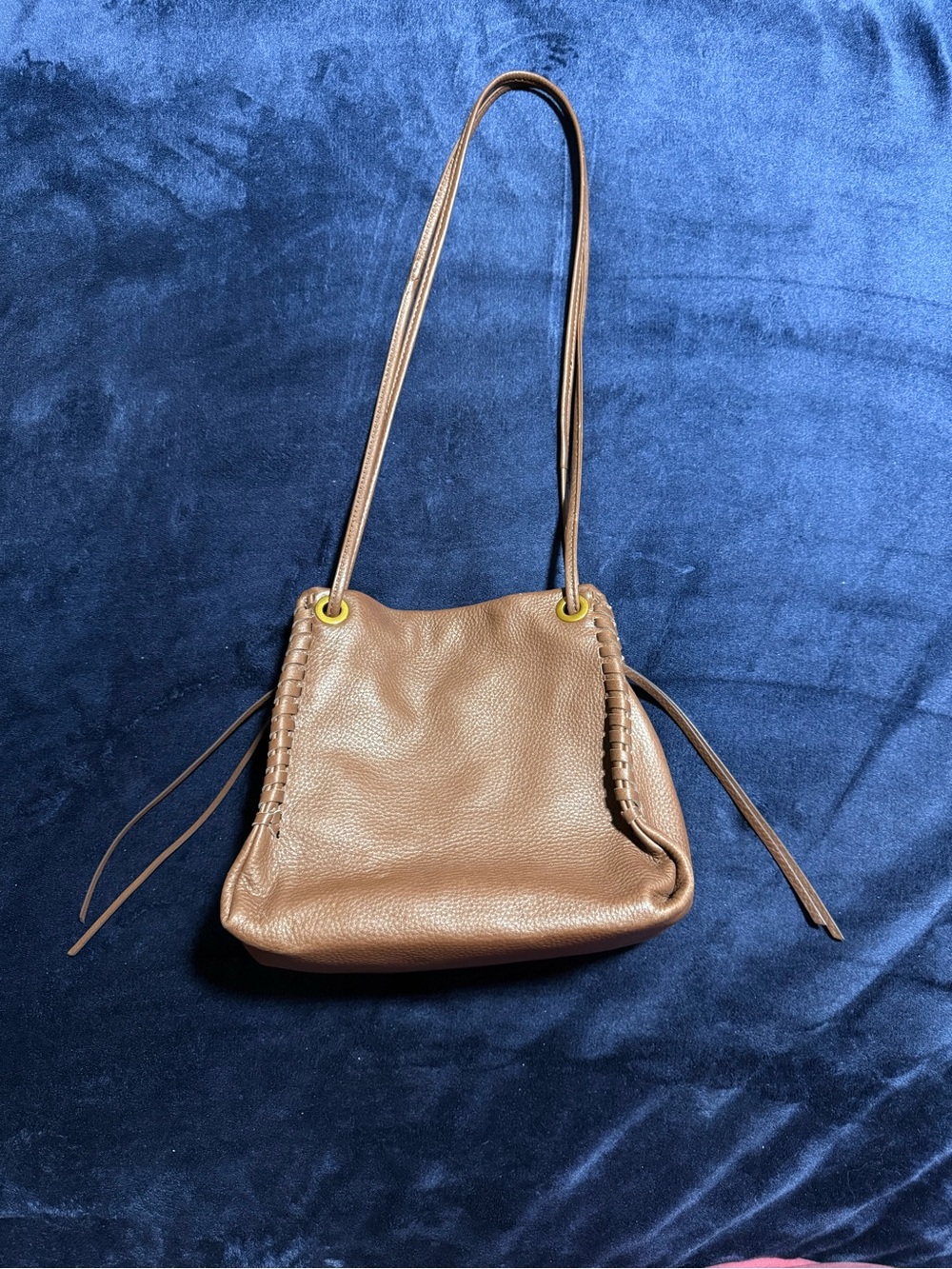 HOBO Brown Leather Shoulder Bag with Braided Side Detail